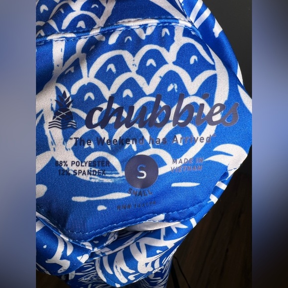 Chubbies Mens Thigh Napple Performance Polo Shirt Pineapple Print Blue Sz Small - Picture 8 of 8